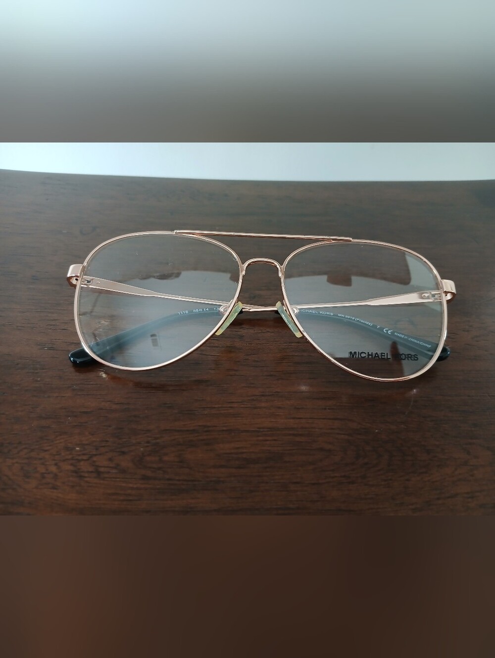 Michael Kors Rose Gold Aviator Eyeglasses with Clear Lenses